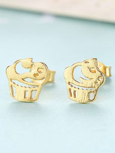 gold 17H10 925 Sterling Silver iregular creative ice cream trend study Earring
