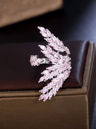 Platinum powder Brass Cubic Zirconia Tree Luxury Cocktail Ring