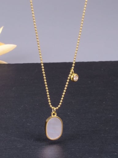 Titanium Shell Oval Minimalist pendant Necklace