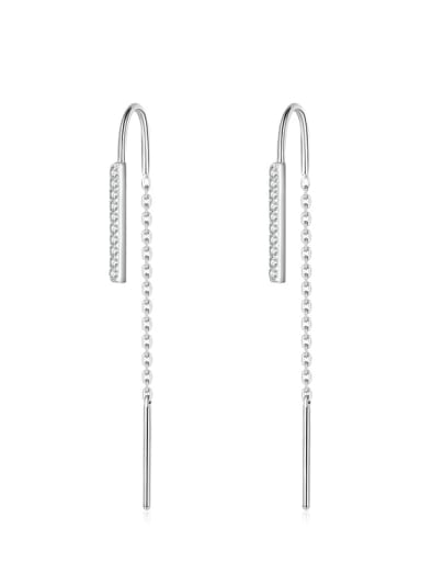silver 925 Sterling Silver Tassel Minimalist Threader Earring