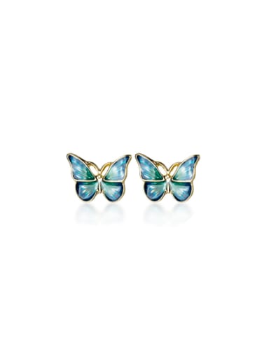 925 Sterling Silver Enamel Butterfly Dainty Stud Earring