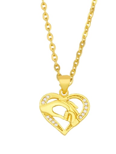 C Brass Cubic Zirconia Letter Vintage Heart-shaped Pendant Necklace