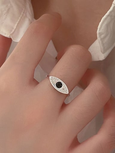 Plain silver 925 Sterling Silver Cubic Zirconia Evil Eye Vintage Band Ring