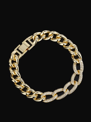 Copper plated 18k gold bracelet Brass Cubic Zirconia Luxury Geometric Bracelet and Necklace Set