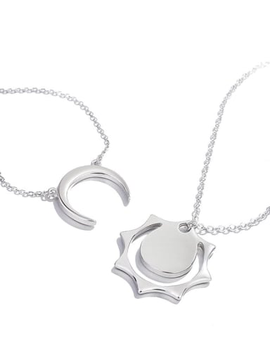 925 Sterling Silver Moon Minimalist Sun Moon Pendant Necklace