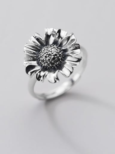 925 Sterling Silver Flower Vintage Band Ring