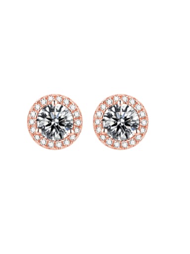 925 Sterling Silver Cubic Zirconia Round Classic Stud Earring