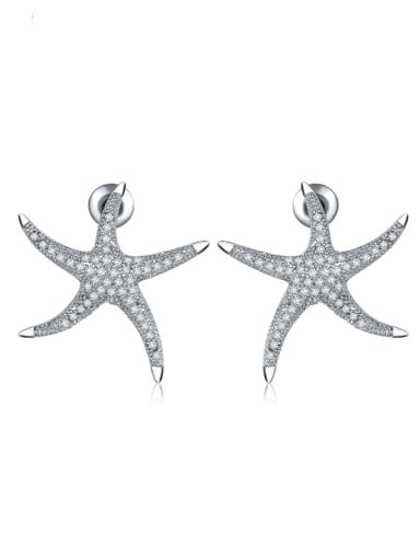 Copper Cubic Zirconia Star Luxury Stud Earring