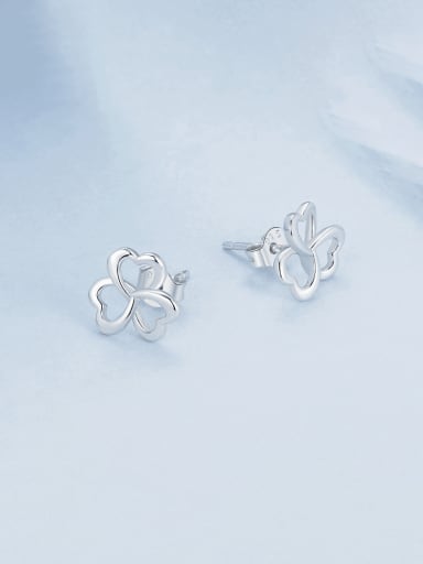 925 Sterling Silver Hollow  Flower Minimalist Stud Earring