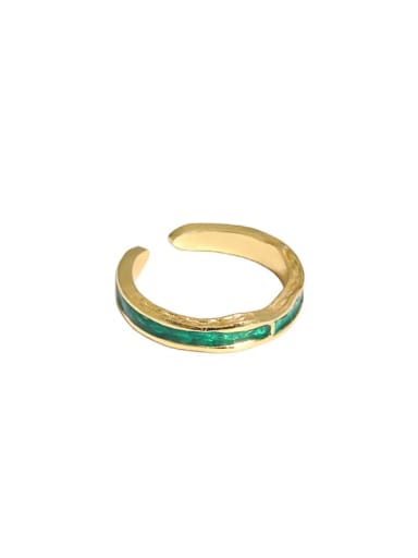18K gold [green] 925 Sterling Silver Enamel Irregular Vintage Band Ring