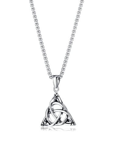 2194 pendant+with pearl chain 35+5cm Titanium Steel Triangle Kont Vintage Necklace