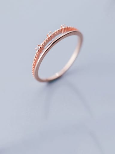 925 Sterling Silver  Minimalist  Double-layer diamond Band Ring
