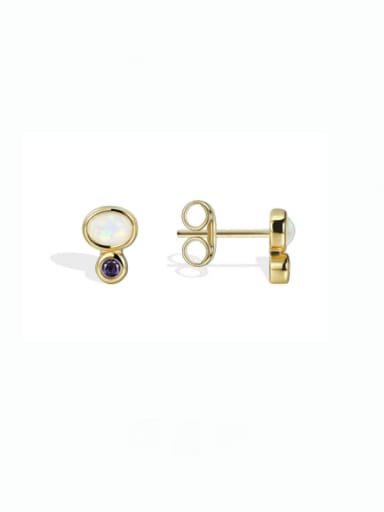 Brass Opal Geometric Cute Stud Earring