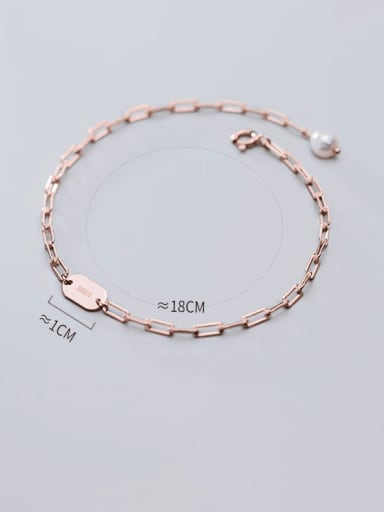 Rose Gold Bracelet 925 Sterling Silver Geometric Chain Minimalist Link Bracelet