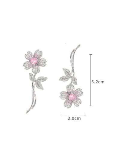 platinum powder Brass Cubic Zirconia Flower Luxury Cluster Earring