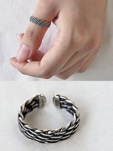 925 Sterling Silver Vintage   Double Layer Twisting  Stackable Ring
