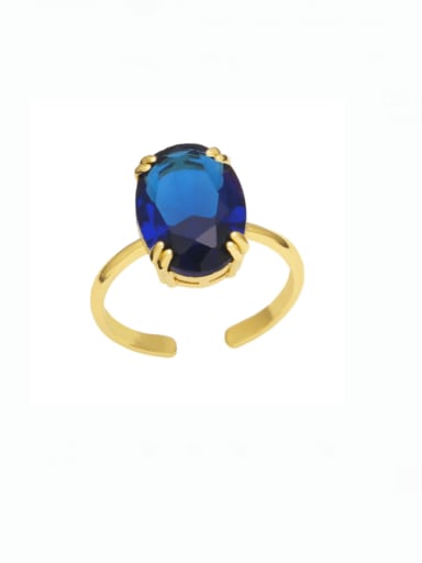 blue Brass Cubic Zirconia Geometric Minimalist Band Ring