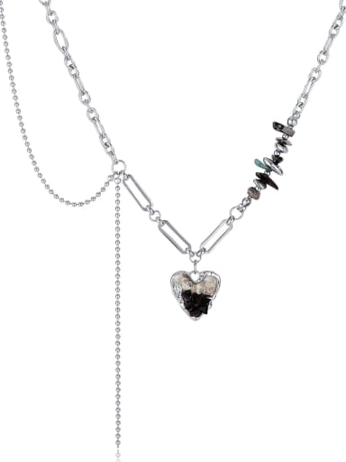 Stainless steel Heart Hip Hop Tassel Necklace