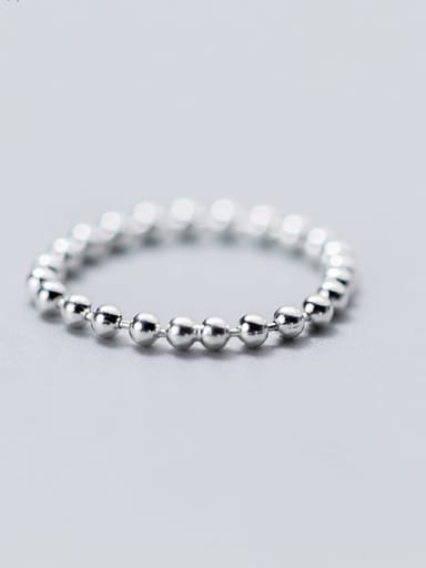 925 Sterling Silver Minimalist Round  Bead Free Size Ring