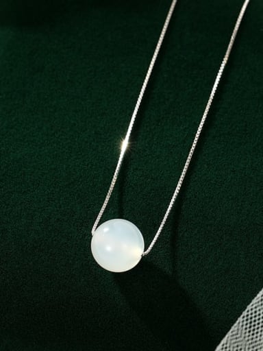 NS1088 ? 10mm ? 925 Sterling Silver Bead Round Minimalist Necklace