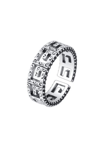 KDP964 925 Sterling Silver Geometric Vintage Band Ring