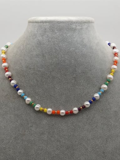 Freshwater Pearl Multi Color Miyuki beads Pure handmade Necklace