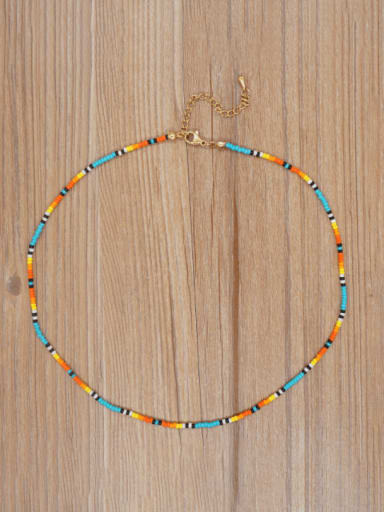 MI N210014A Miyuki Millet Bead Multi Color Bohemia Handmade Beaded Necklace