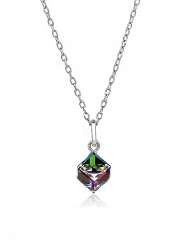JYXZ 035 (gradient green) 925 Sterling Silver Austrian Crystal Geometric Classic Necklace