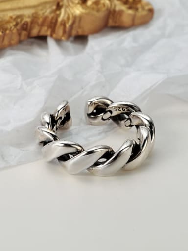 925 Sterling Silver Irregular Vintage Chain twist  Band Ring
