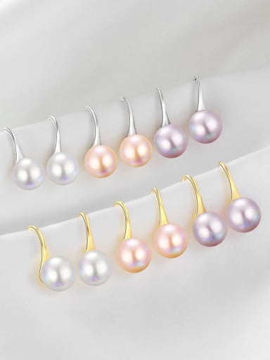 925 Sterling Silver Imitation Pearl Irregular Minimalist Hook Earring