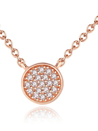 925 sterling silver simple fashion cubic zirconia Round Pendant Necklace