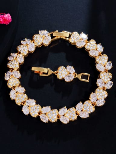 white Brass Cubic Zirconia Heart Luxury Bracelet