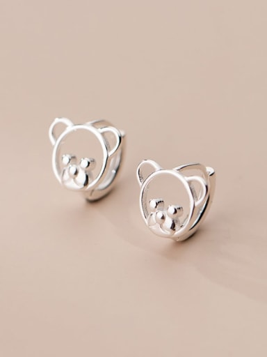 925 Sterling Silver Bear Cute Stud Earring