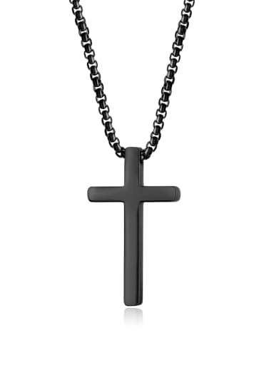 2157 black necklace Titanium Steel Cross Minimalist Regligious Necklace