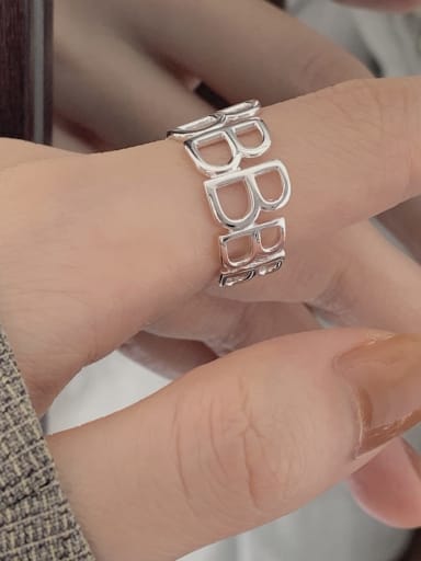 925 Sterling Silver Letter B Minimalist Band Ring