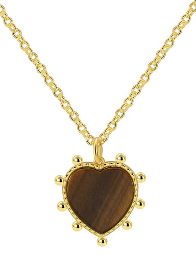 custom Brass Tiger Eye Heart Vintage Heart Pendant