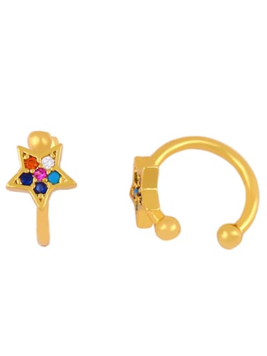 colour Brass Cubic Zirconia Star Vintage Clip Earring