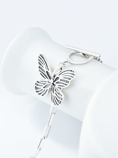 925 Sterling Silver Butterfly Vintage Lariat Necklace