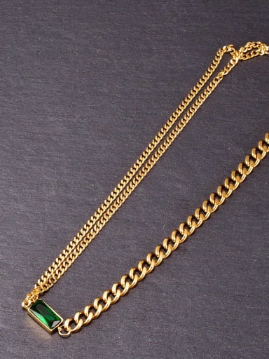 Titanium Glass Stone Geometric Vintage Necklace