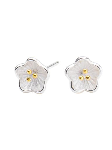 925 Sterling Silver Bead Flower Minimalist Stud Earring