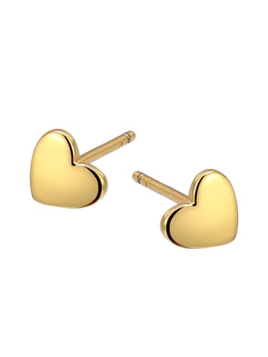 18K gold 925 Sterling Silver Smooth Heart Minimalist Stud Earring
