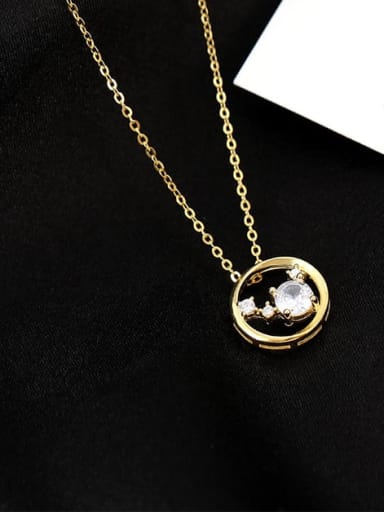 NS1028 gold+white 925 Sterling Silver Cubic Zirconia Geometric Minimalist Necklace