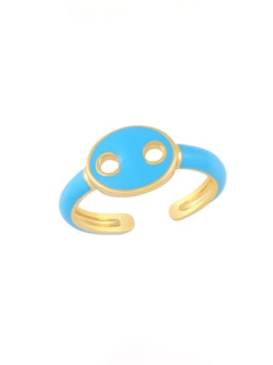 blue Brass Enamel Geometric Minimalist Band Ring