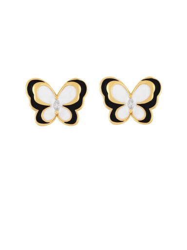 Brass Enamel Butterfly Cute Huggie Earring