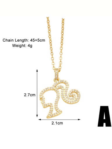A Brass Cubic Zirconia Girl Trend Necklace