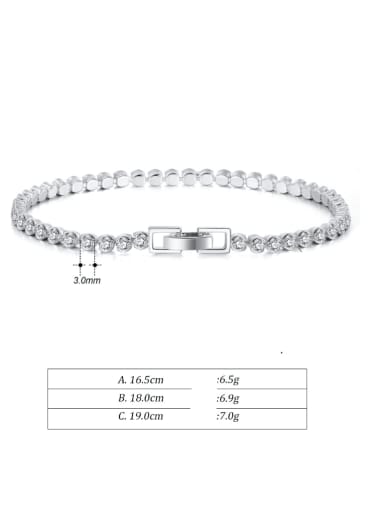 Length 18cm Weight 6.9g 925 Sterling Silver Cubic Zirconia Geometric Minimalist Beaded Bracelet