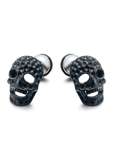 789 steel earrings black Titanium Steel Skull Hip Hop Stud Earring