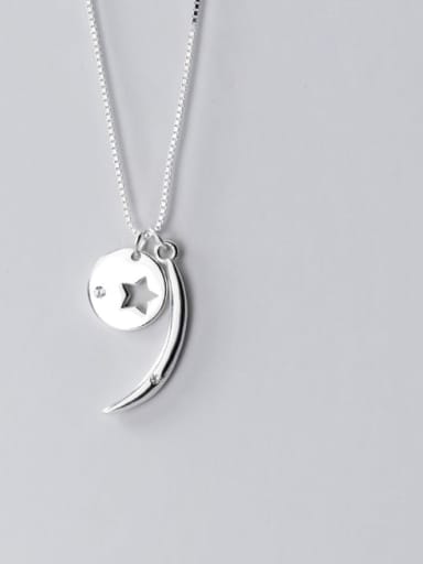 925 Sterling Silver Star Moon  Minimalist Pendant Necklace