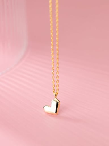 925 Sterling Silver Smotth Heart Minimalist Necklace