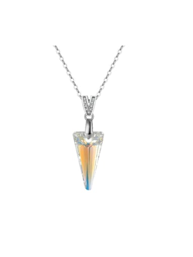 925 Sterling Silver Austrian Crystal Triangle Dainty Necklace